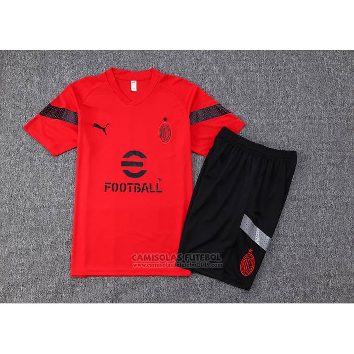 Fato de Treino AC Milao Manga Curta 2022-2023 Vermelho - Calcas Curta